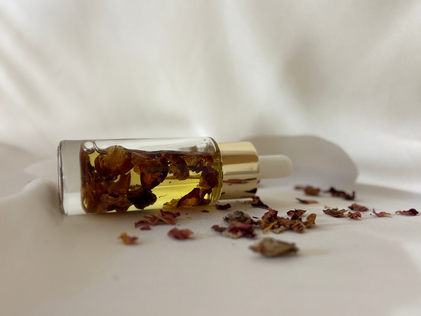 Rose petals in Sweet Almond body oil